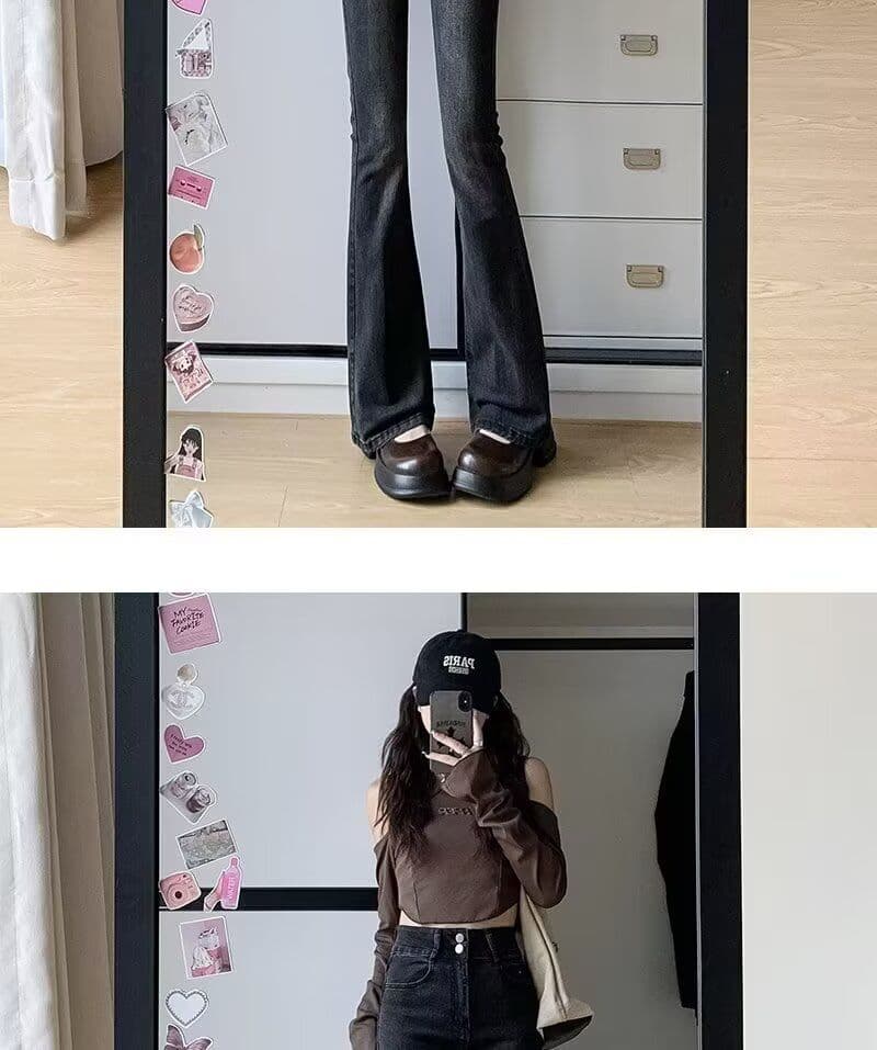 블랙 회색 넓은 다리 청바지 여성 가을 새로운 하이웨이스트 표지 넓적 다리 슬림해 보이는 루즈핏 도루 센스 바닥 청소 스트레이트 상세 이미지 14