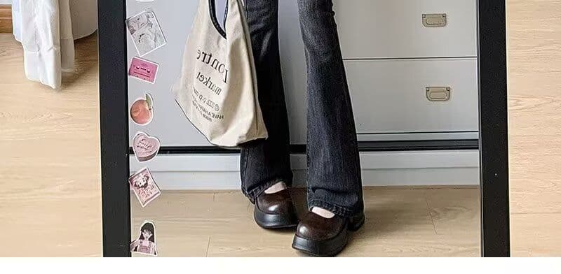블랙 회색 넓은 다리 청바지 여성 가을 새로운 하이웨이스트 표지 넓적 다리 슬림해 보이는 루즈핏 도루 센스 바닥 청소 스트레이트 상세 이미지 17