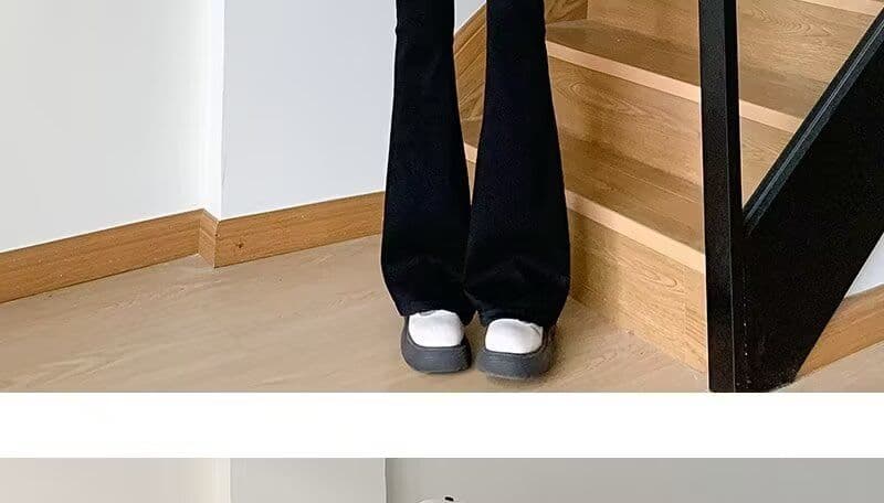 블랙 회색 넓은 다리 청바지 여성 가을 새로운 하이웨이스트 표지 넓적 다리 슬림해 보이는 루즈핏 도루 센스 바닥 청소 스트레이트 상세 이미지 19