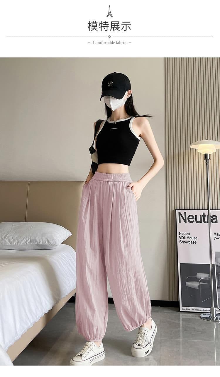 있음 선적 여름 얇은 스타일 하렘 바지 여성 슬림해 보이는 캐주얼 새로운 자외선 차단 빅 사이즈 무 루즈핏 9 포인트 배기 바지 상세 이미지 13