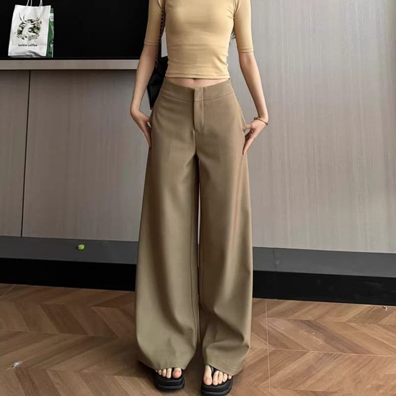 오래된 돈 바람 캐주얼 품격 정장 와이드 레깅스 바지 가을 다용도 몸매 가꾸기 슬림해 보이는 도루 센스 스트레이트 부츠컷 롱 바지 상세 이미지 17