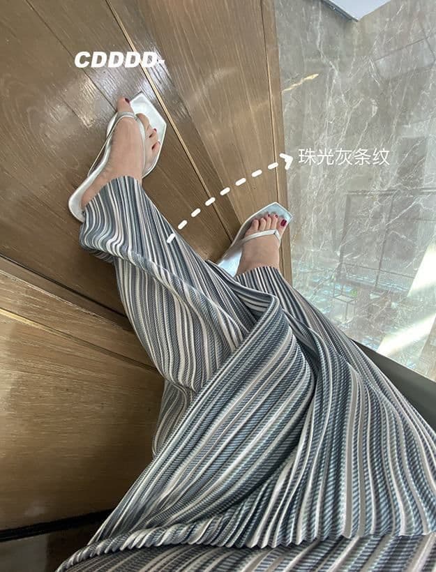 있음 선적 빅 사이즈 회색 플리츠 와이드 레그 팬츠 새로운 하이웨이스트 도루 센스 바닥 청소 바지 루즈핏 느긋한 바람 캐주얼 바지 상세 이미지 10