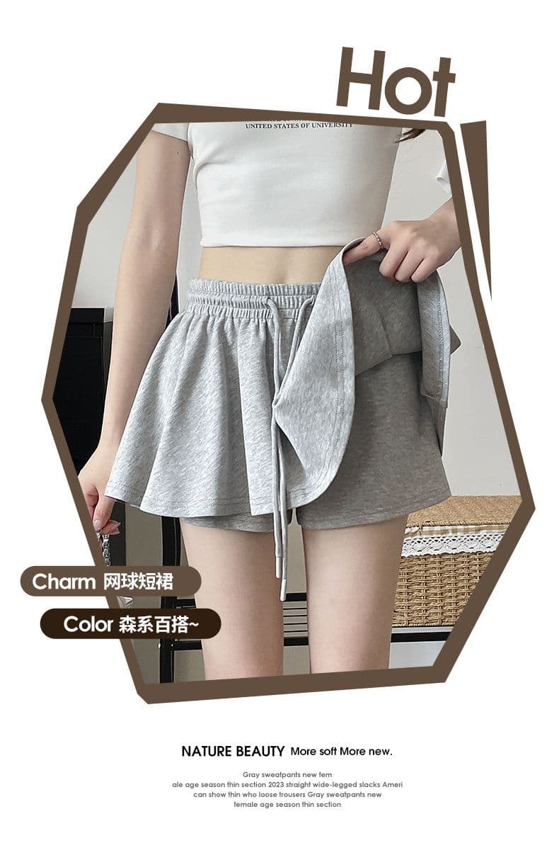 한 부서 느긋한 운동 치마바지 여성 2026 여름 새로운 하이웨이스트 캐주얼 작은 키 노출 방지 한 마디 테니스 치마 상세 이미지 4