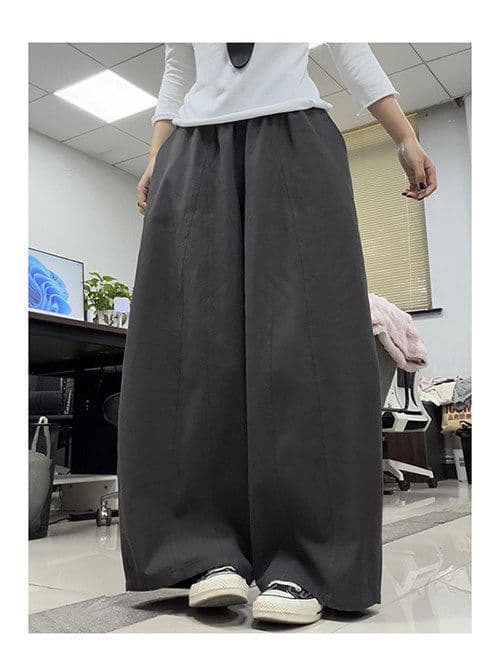 카키 색 풍선 와이드 레그 팬츠 여름 2026 새로운 느긋한 루즈핏 하이웨이스트 슬림해 보이는 작은 키 캐주얼 모통이 칼 바지 상세 이미지 18