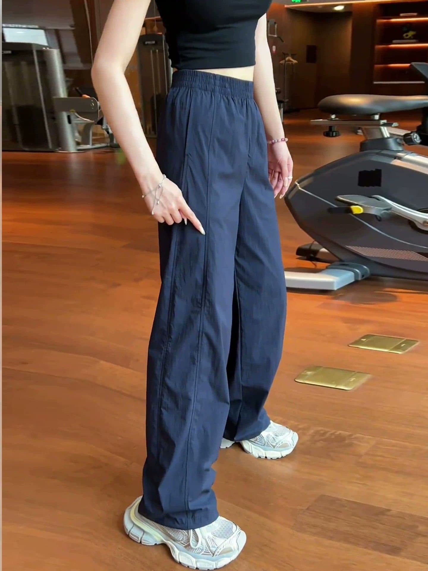 있음 선적 한국 스타일 여름 새로운 자외선 차단 속도 건조한 바지 여성 배 모양 몸 슬림해 보이는 루즈핏 다용도 운동 바지 상세 이미지 4