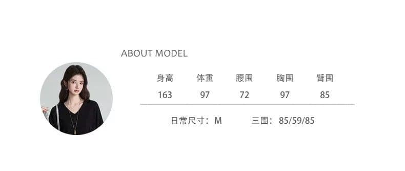 있음 선적 사람들 면 원단 검정색 배트윙 소매 V넥 반팔 티셔츠 여성 여름 몸매 가꾸기 다용도 캐주얼 얇은 스타일 맨위 상세 이미지 4