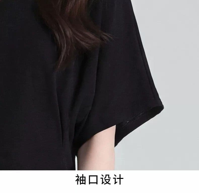 있음 선적 사람들 면 원단 검정색 배트윙 소매 V넥 반팔 티셔츠 여성 여름 몸매 가꾸기 다용도 캐주얼 얇은 스타일 맨위 상세 이미지 13