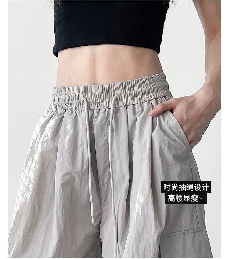 얇은 스타일 속도 건조한 워크웨어 팬츠 한국 스타일 와이드 레깅스 바지 여름 루즈핏 슬림해 보이는 얼음 실크 캐주얼 조거 운동 바지 아이들 상세 이미지 6