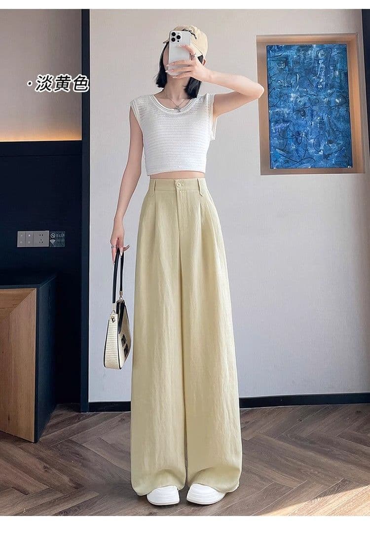 있음 선적 바지 아이들 여름 새로운 경량 얼음 실크 면 린넨 와이드 레그 팬츠 하이웨이스트 캐주얼 자외선 차단 야마모토 바지 상세 이미지 21