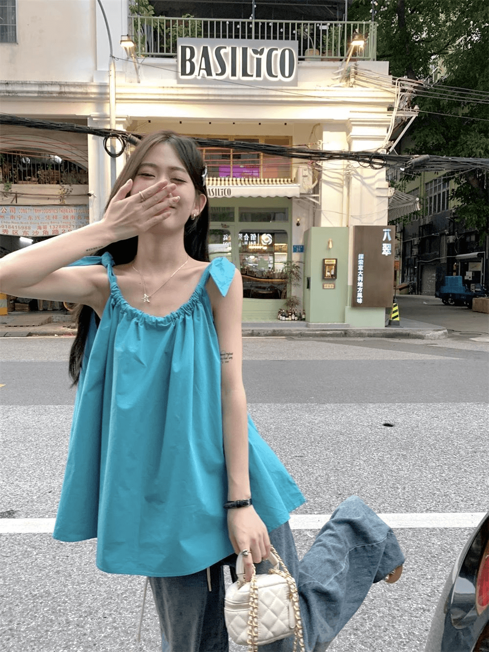 있음 선적 펌프 로프 캐미솔 여성 셔츠 여름 루즈핏 외출용 해변가 휴가 인형 셔츠 민소매 맨위 상세 이미지 2