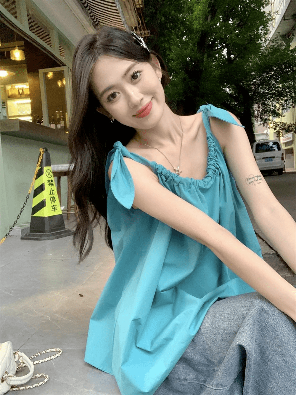있음 선적 펌프 로프 캐미솔 여성 셔츠 여름 루즈핏 외출용 해변가 휴가 인형 셔츠 민소매 맨위 상세 이미지 6