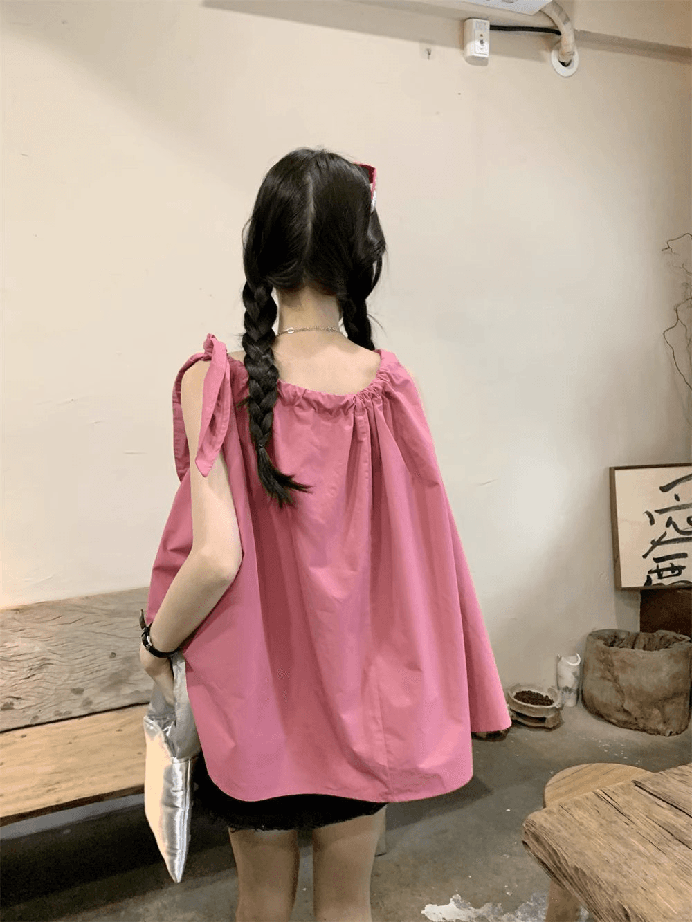 있음 선적 펌프 로프 캐미솔 여성 셔츠 여름 루즈핏 외출용 해변가 휴가 인형 셔츠 민소매 맨위 상세 이미지 9