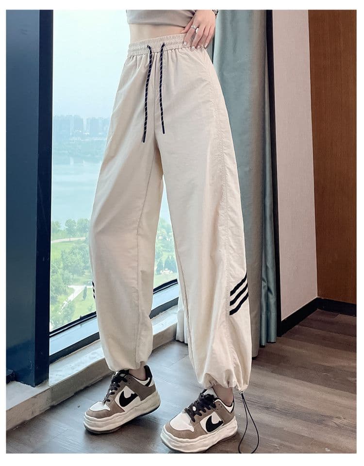 있음 선적 속도 건조한 워크웨어 팬츠 여성 가을 검정색 측면 기사 바 조거 와이드 레그 팬츠 펌프 로프 둘 착용 캐주얼 운동 바지 상세 이미지 24