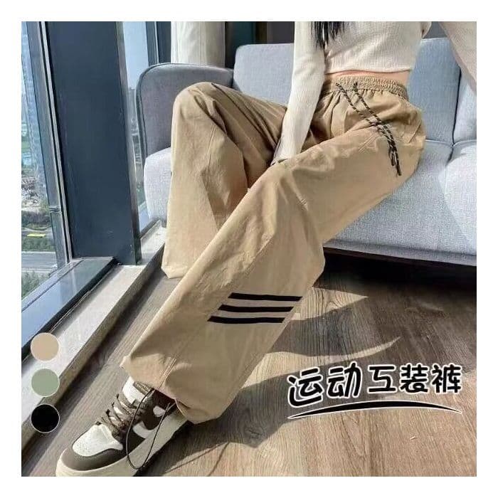 있음 선적 속도 건조한 워크웨어 팬츠 여성 가을 검정색 측면 기사 바 조거 와이드 레그 팬츠 펌프 로프 둘 착용 캐주얼 운동 바지 상세 이미지 38