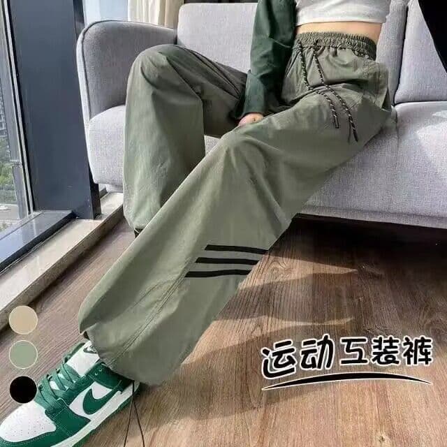 있음 선적 속도 건조한 워크웨어 팬츠 여성 가을 검정색 측면 기사 바 조거 와이드 레그 팬츠 펌프 로프 둘 착용 캐주얼 운동 바지 상세 이미지 41