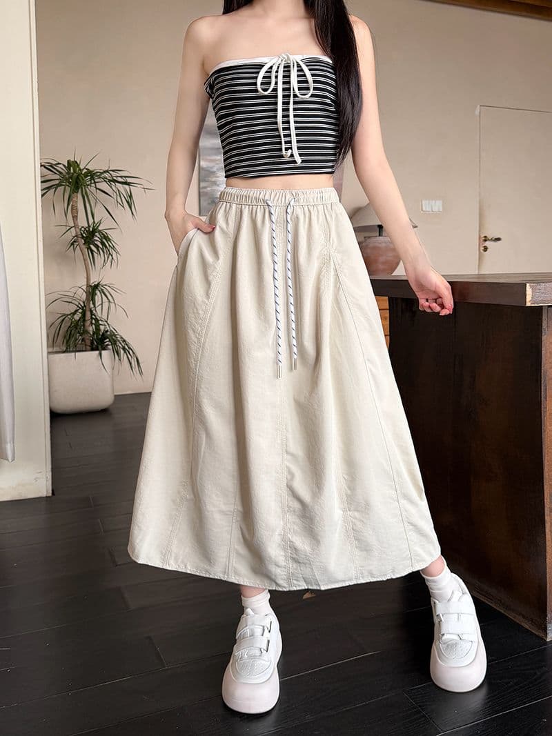 실사 인사이드 테두리 작은 키 워크웨어 치마 여름 얇은 스타일 여성 속도 건조한 한 마디 호박 반신 꽃밭 치마 트렌디 상세 이미지 3