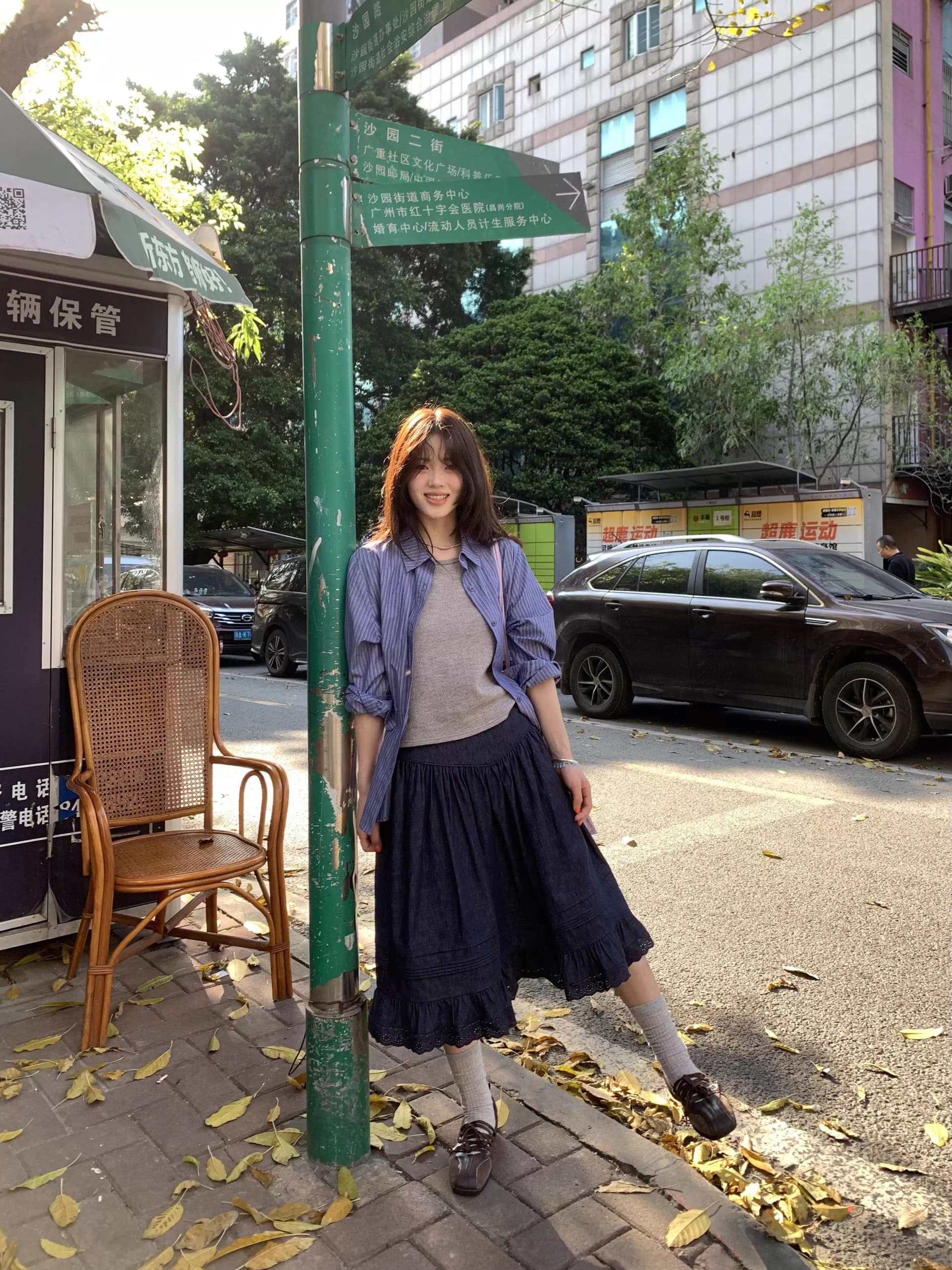 있음 선적 원본 워싱 면 100% 레트로 스트라이프 셔츠 디자인 센스 폴로 칼라 셔츠 얇은 스타일 긴팔 맨위 상세 이미지 10