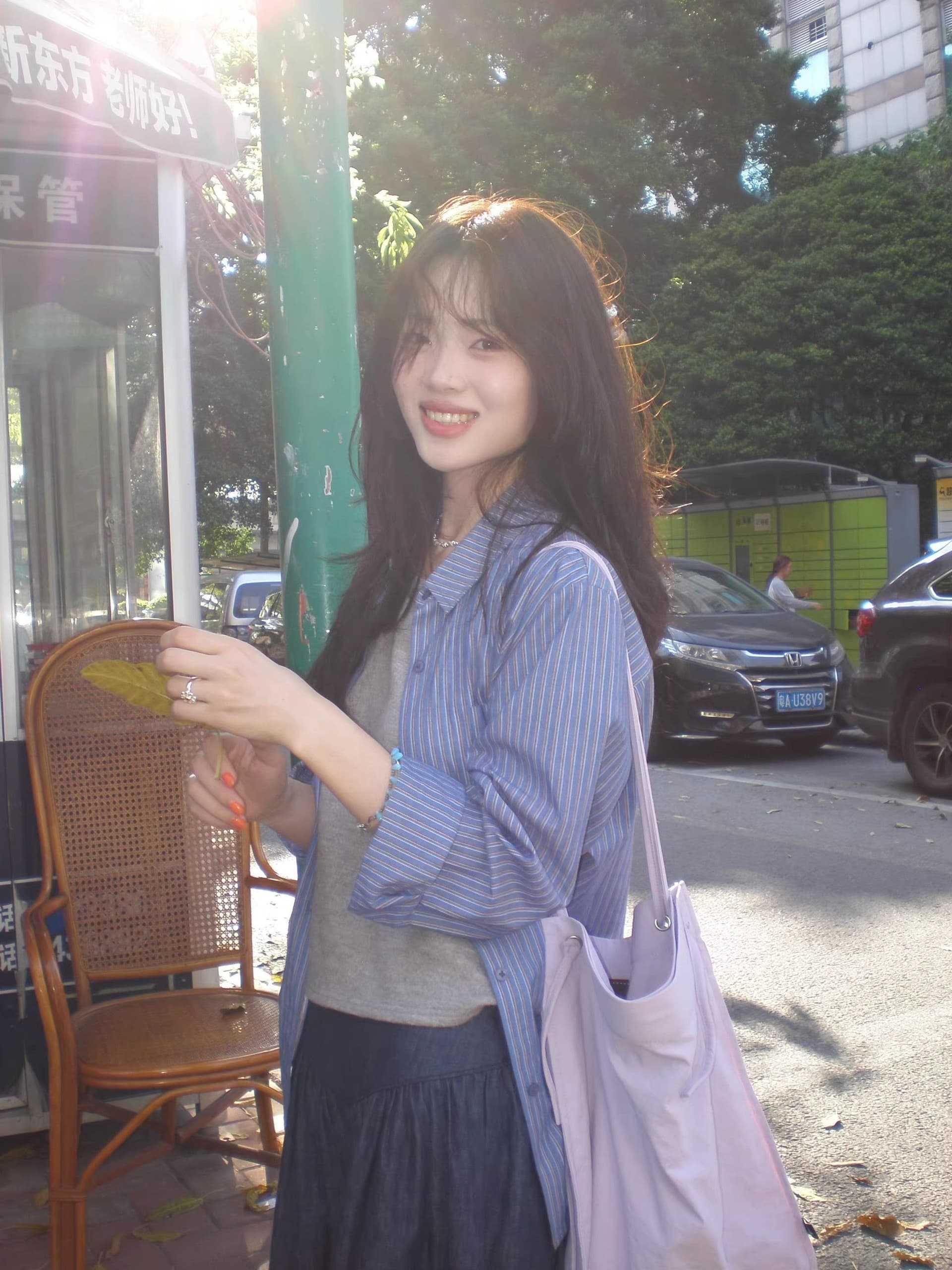 있음 선적 원본 워싱 면 100% 레트로 스트라이프 셔츠 디자인 센스 폴로 칼라 셔츠 얇은 스타일 긴팔 맨위 상세 이미지 11