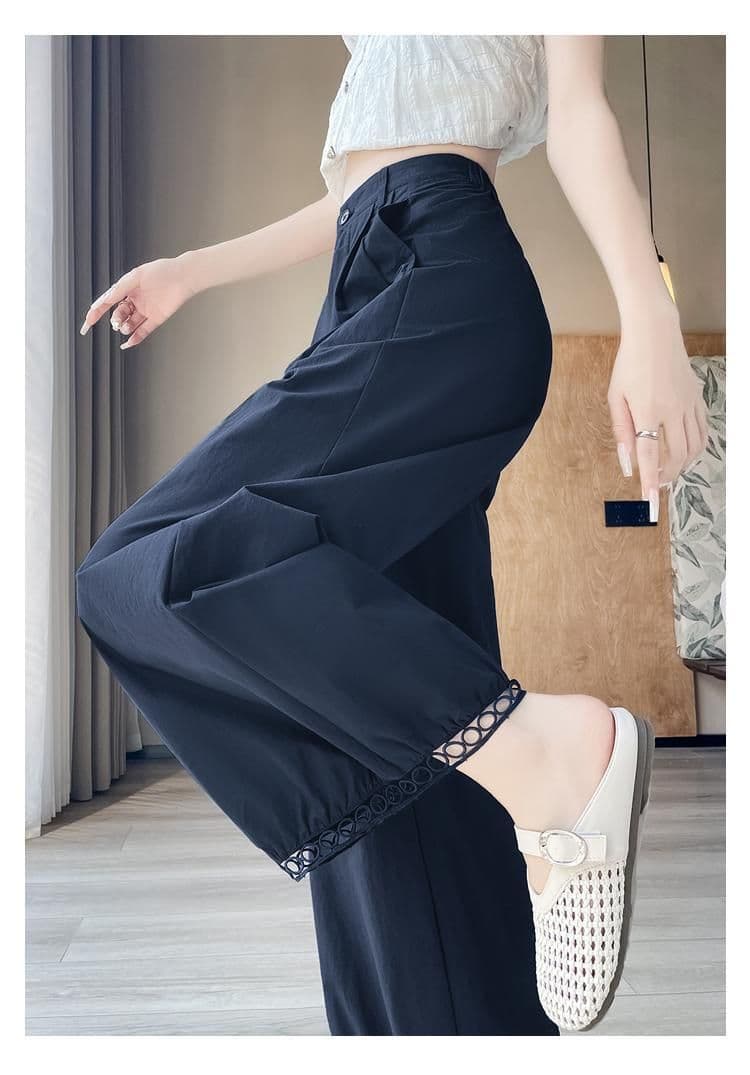 원본 여성용 바지 2026 가을 얇은 스타일 레이스 배기 바지 루즈핏 슬림해 보이는 새로운 9 포인트 캐주얼 넓은 다리 꽃밭 상세 이미지 9