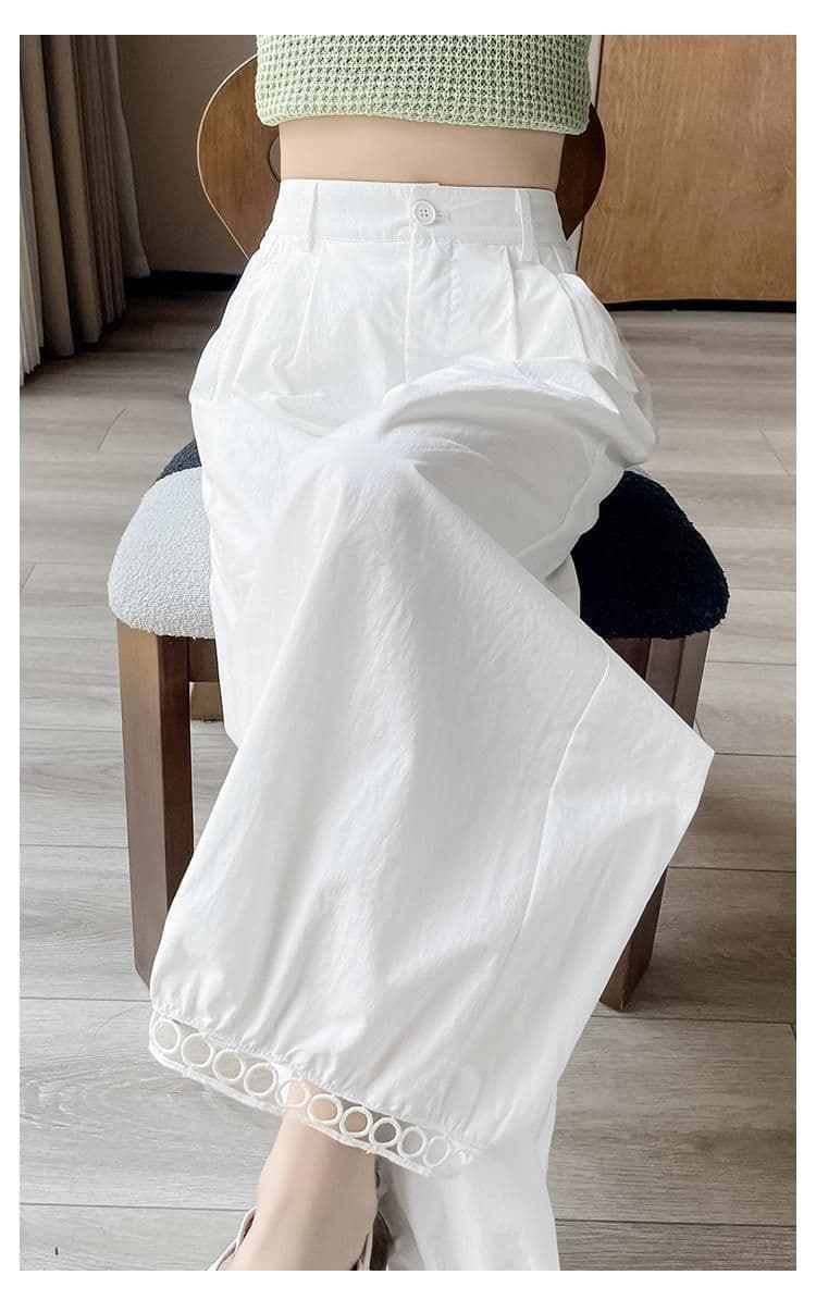 원본 여성용 바지 2026 가을 얇은 스타일 레이스 배기 바지 루즈핏 슬림해 보이는 새로운 9 포인트 캐주얼 넓은 다리 꽃밭 상세 이미지 12