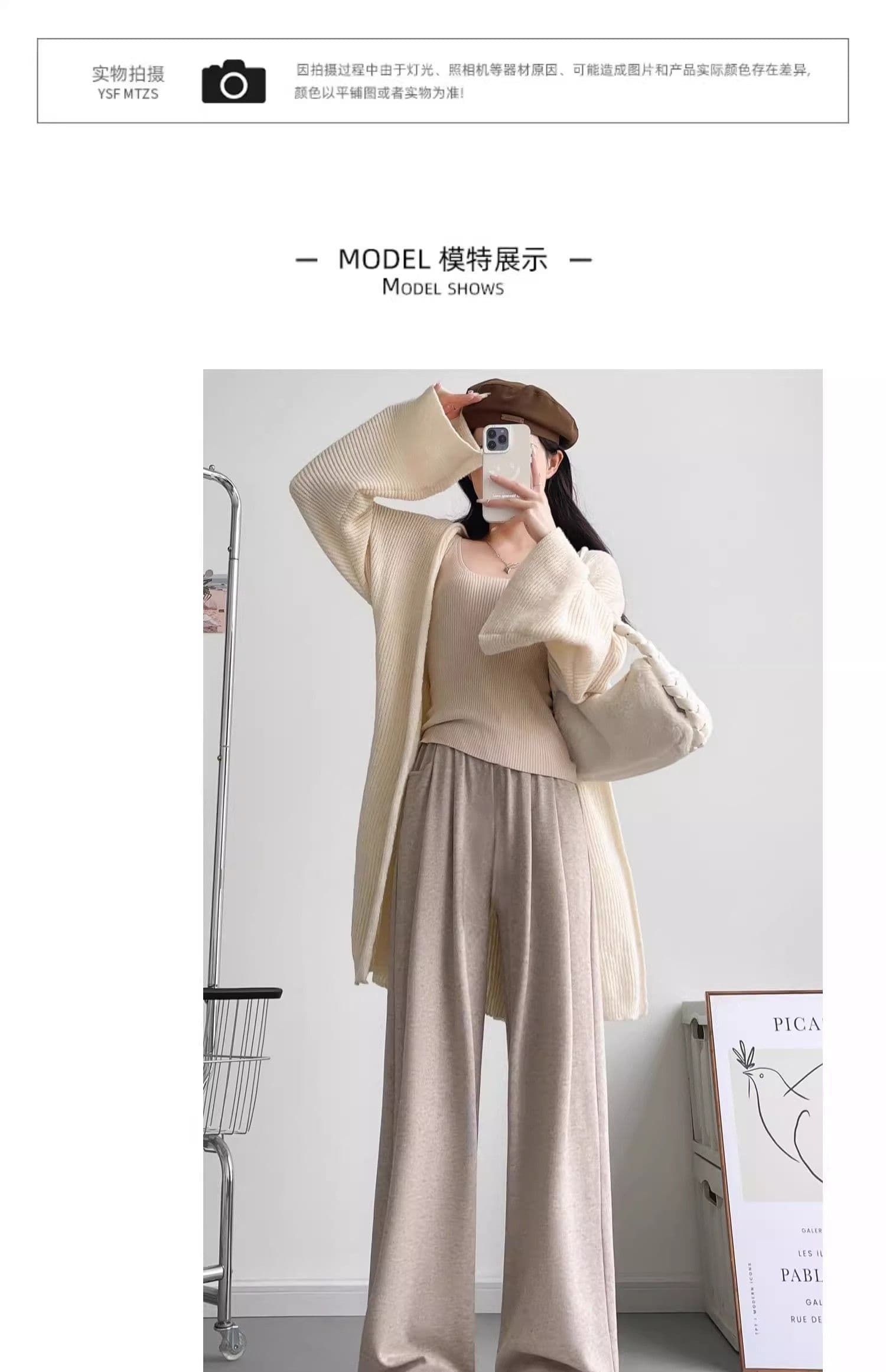 회색 찹쌀 바지 여성 봄 가을 2026 새로운 하이웨이스트 도루 센스 스트레이트 루즈핏 느긋한 캐주얼 작은 키 와이드 레그 팬츠 상세 이미지 17