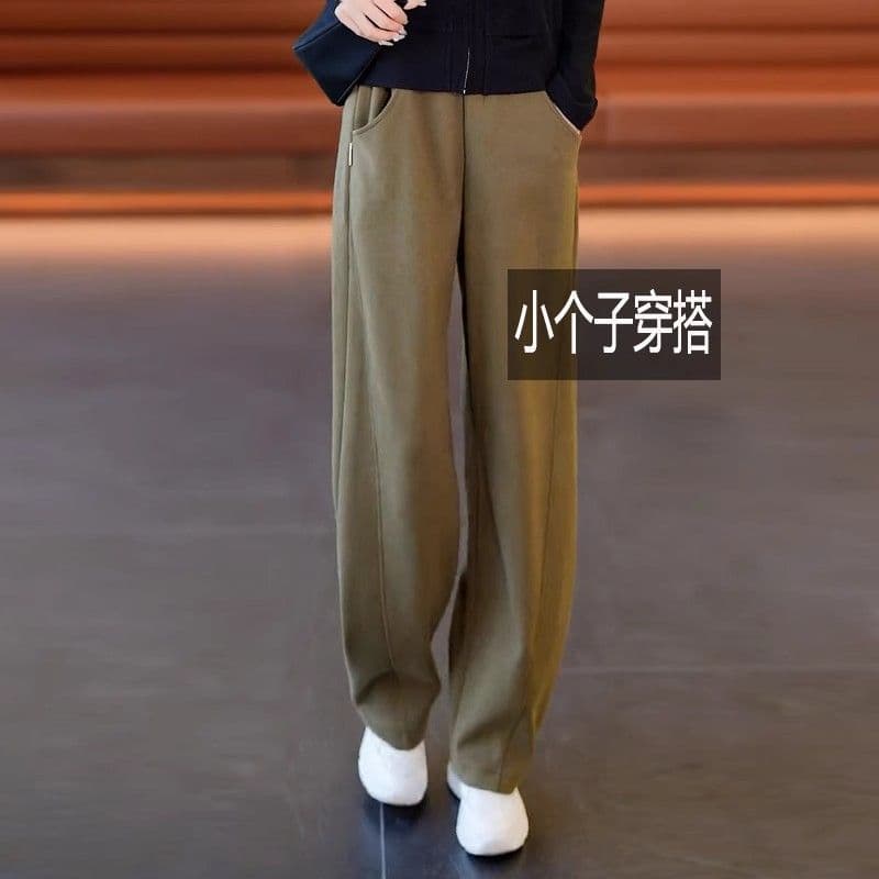 털이 있는 추가되지 않음 플러시 바나나 바지 여성 2026 새로운 운동 작은 키 와이드 레그 팬츠 캐주얼 스트레이트 바지 상세 이미지 20