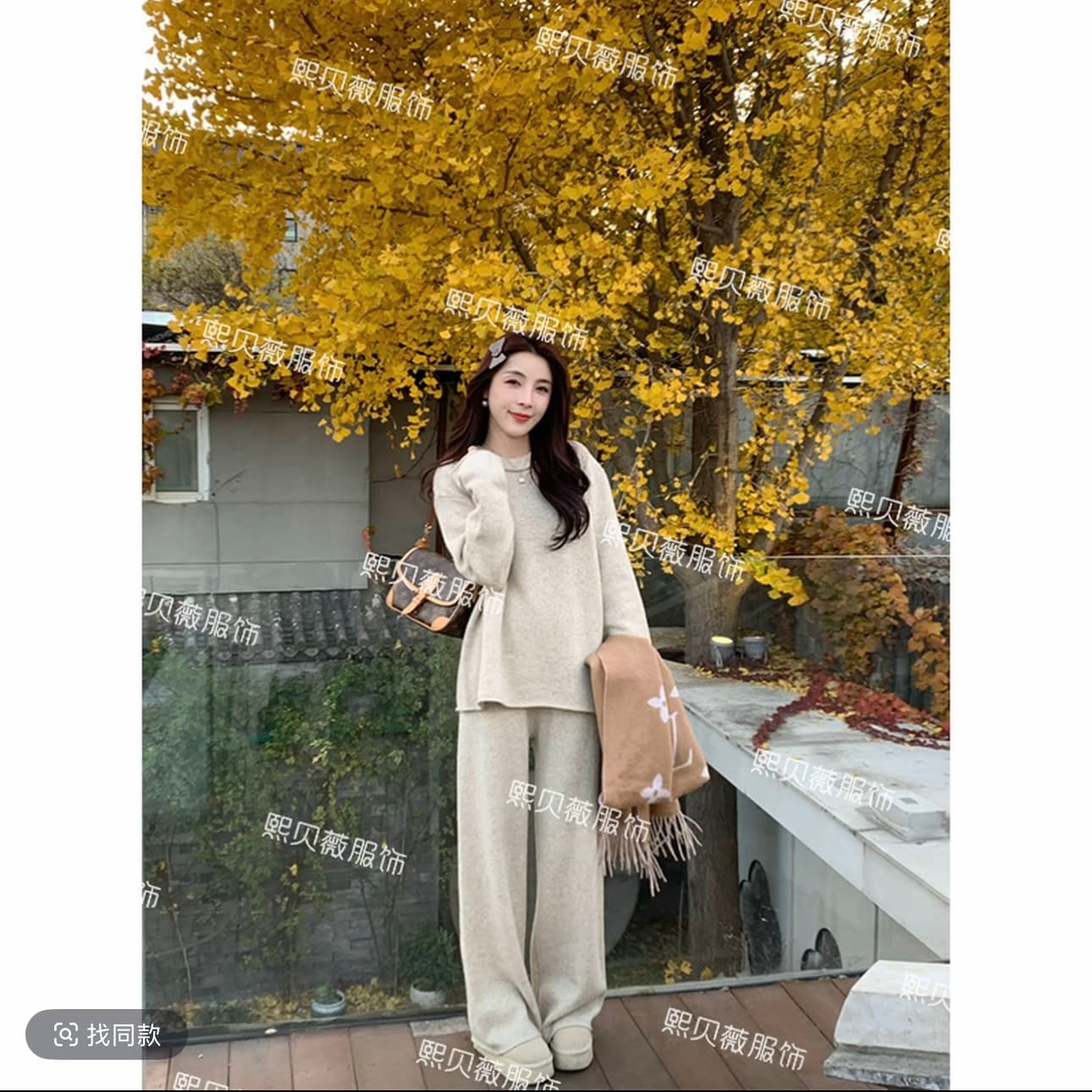 느긋한 바람 패션 세트 슬림해 보이는 출퇴근 2026 한국 스타일 봄 니트 맨위 바지 스택 착용 스웨터