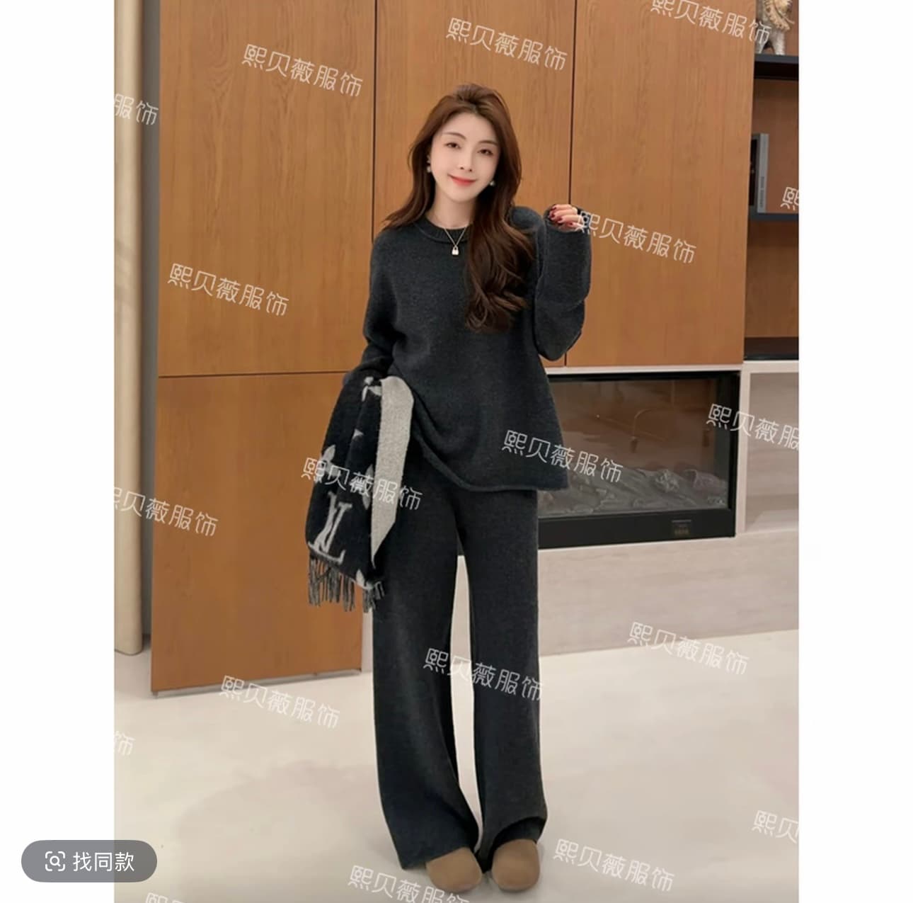 느긋한 바람 패션 세트 슬림해 보이는 출퇴근 2026 한국 스타일 봄 니트 맨위 바지 스택 착용 스웨터 이미지 2