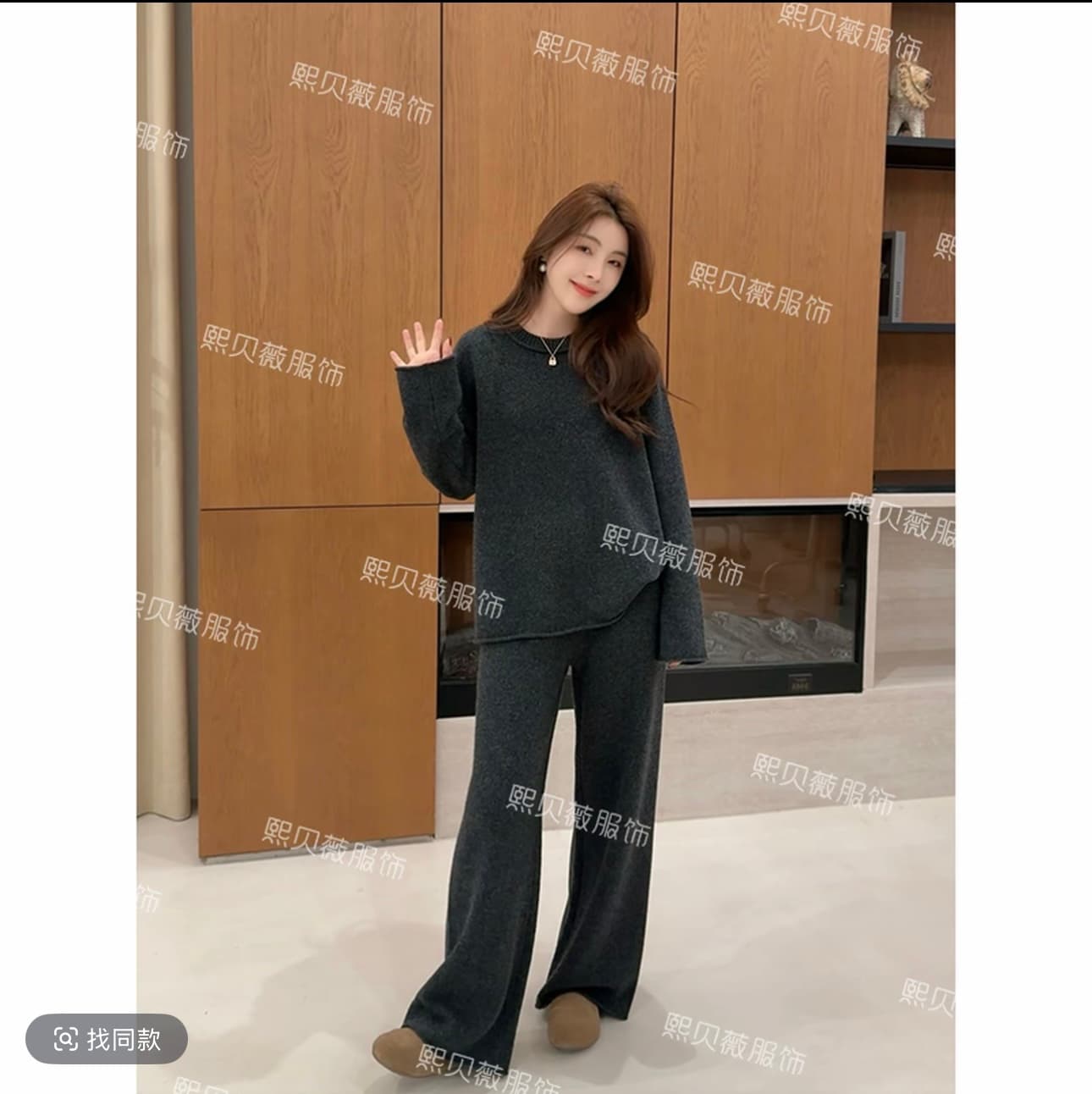 느긋한 바람 패션 세트 슬림해 보이는 출퇴근 2026 한국 스타일 봄 니트 맨위 바지 스택 착용 스웨터 이미지 3