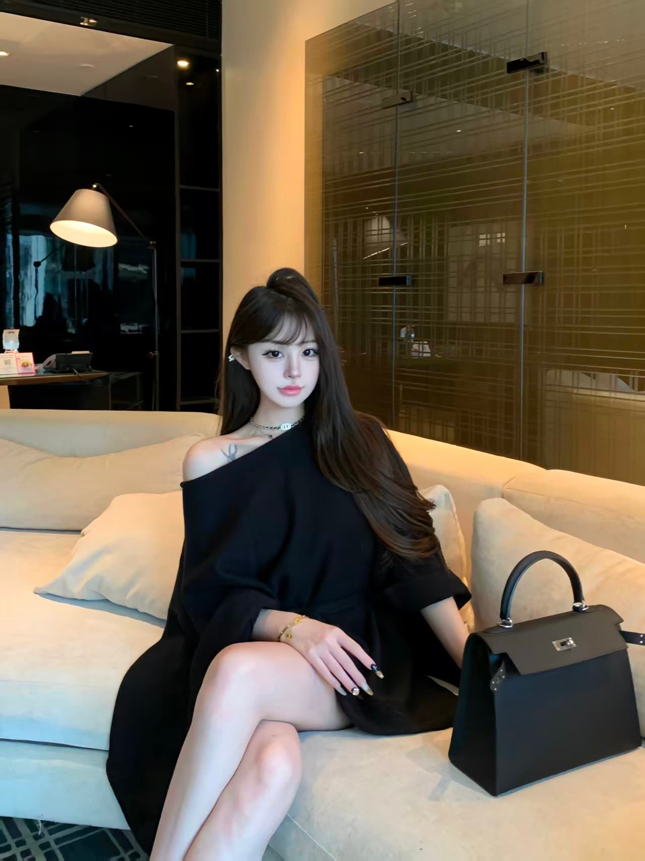 빛 럭셔리 오프숄더 스트랩 허리 수축 숄 맨위 여성 2025 이른 가을 새로운 품격 비싼 가스 미니멀리즘 클래식 망토 상세 이미지 3