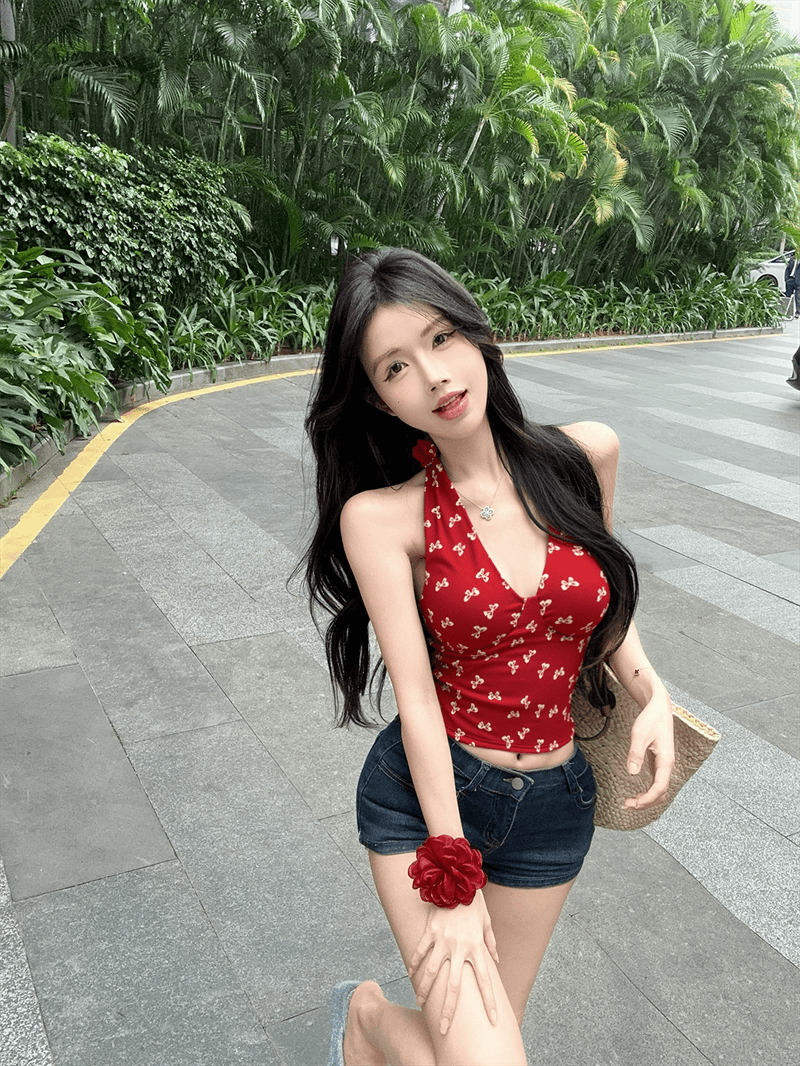 실사 정가 순수한 욕망 바람 핫걸 V넥 다용도 슬림해 보이는 캐미솔 있음 가슴 패드 상세 이미지 3