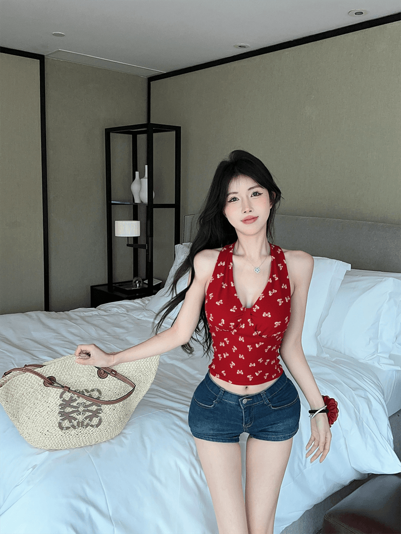 실사 정가 순수한 욕망 바람 핫걸 V넥 다용도 슬림해 보이는 캐미솔 있음 가슴 패드 상세 이미지 4