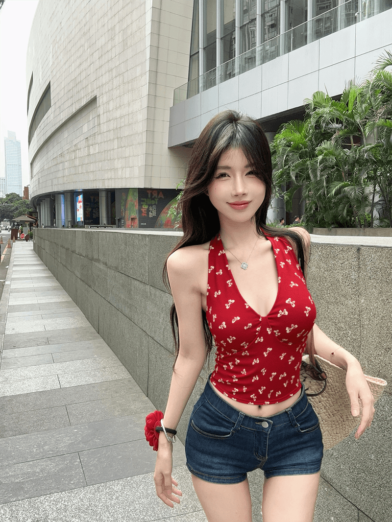 실사 정가 순수한 욕망 바람 핫걸 V넥 다용도 슬림해 보이는 캐미솔 있음 가슴 패드 상세 이미지 5