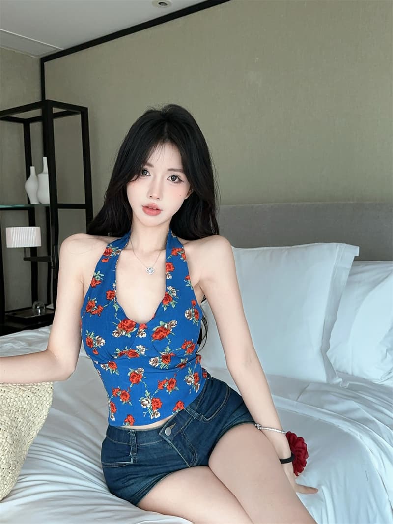 실사 정가 순수한 욕망 바람 핫걸 V넥 다용도 슬림해 보이는 캐미솔 있음 가슴 패드 상세 이미지 8