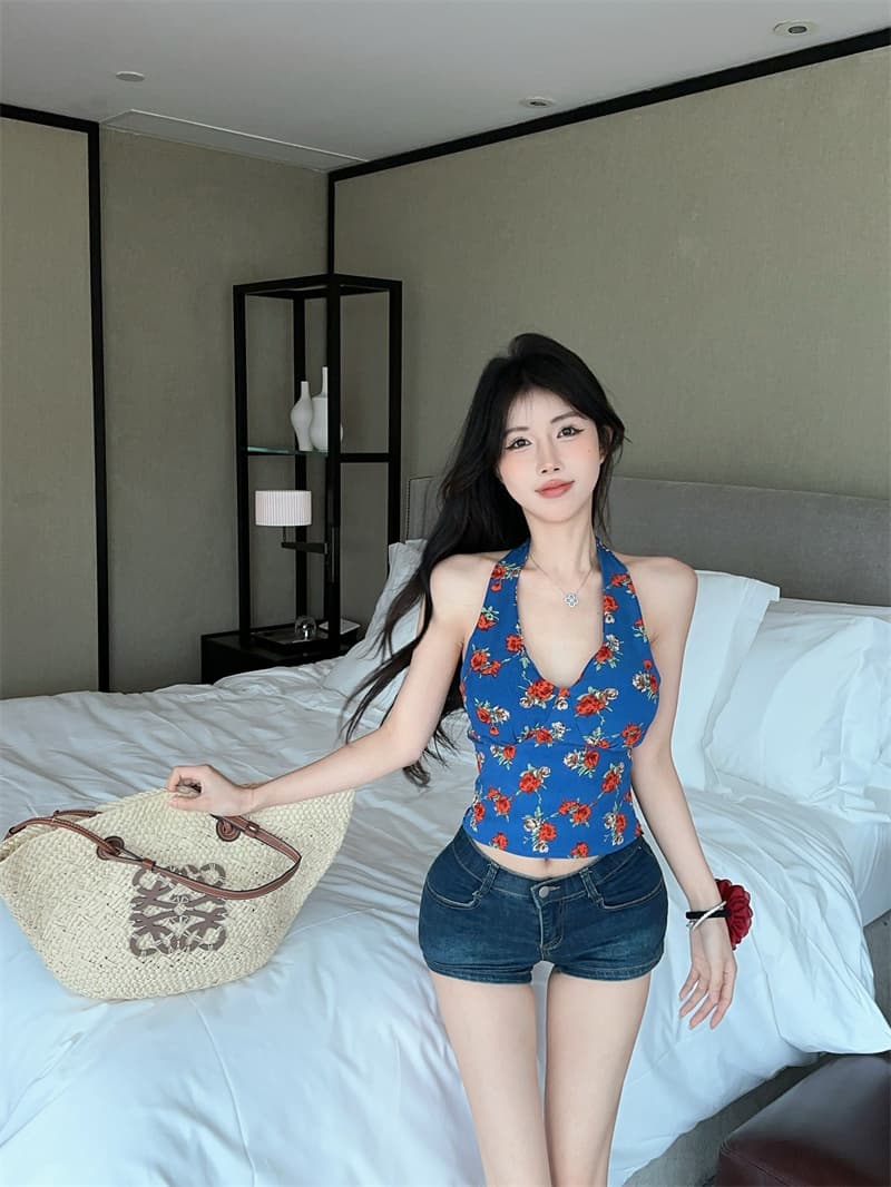 실사 정가 순수한 욕망 바람 핫걸 V넥 다용도 슬림해 보이는 캐미솔 있음 가슴 패드 상세 이미지 14
