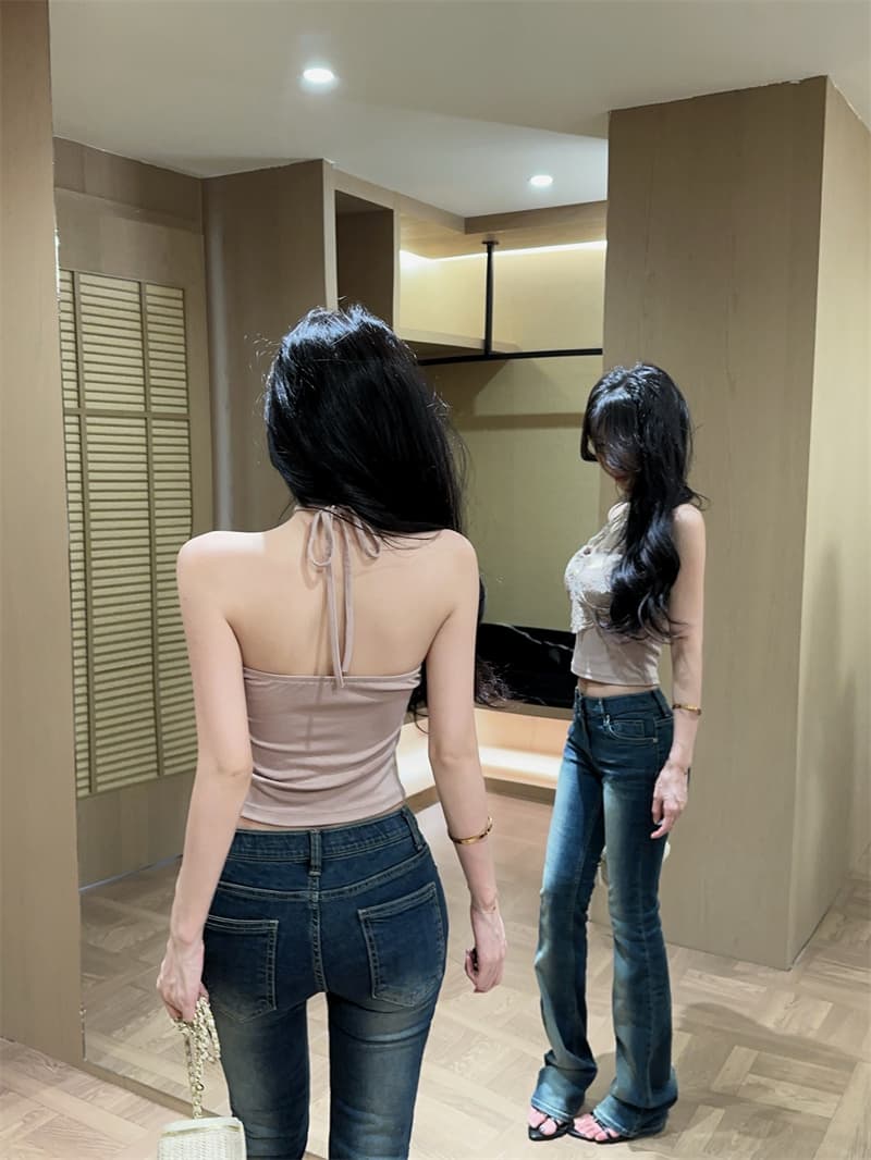 실사 정가 새로운 원본 품질 핫걸 홀로우 아웃 레이스 행침 목 캐미솔 벨트 가슴 패드 상세 이미지 9