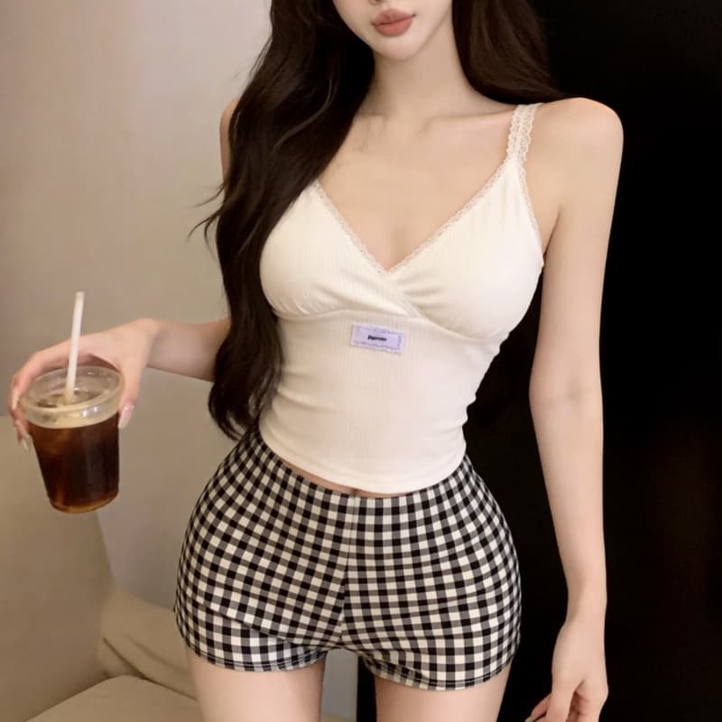 실사 정가 새로운 핫걸 버터 과일 녹색 V넥 캐미솔 레이스 여성 드레스 이미지 6