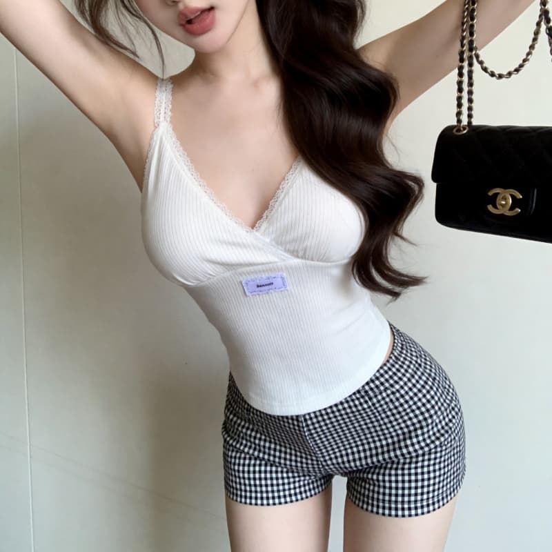 실사 정가 새로운 핫걸 버터 과일 녹색 V넥 캐미솔 레이스 여성 드레스 상세 이미지 17