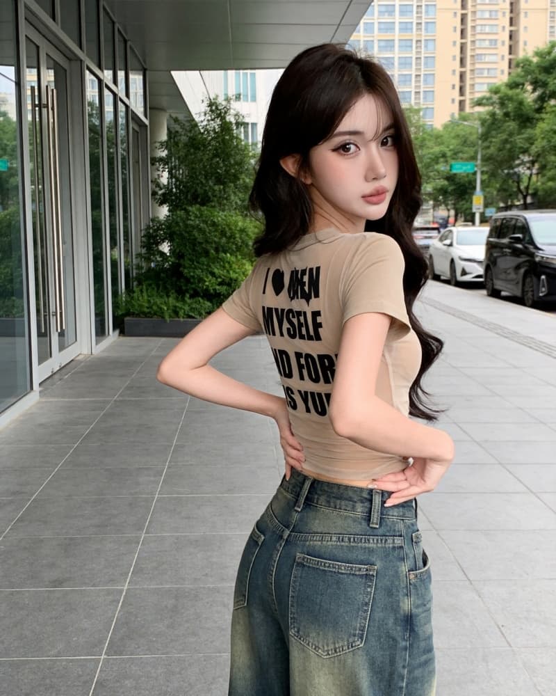 실사 새로운 섹시함 뒤로 ~을 통해 센스 망사 패치워크 식물 플러시 프린트 순면 반팔 티셔츠 여성 벨트 가슴 패드 상세 이미지 15