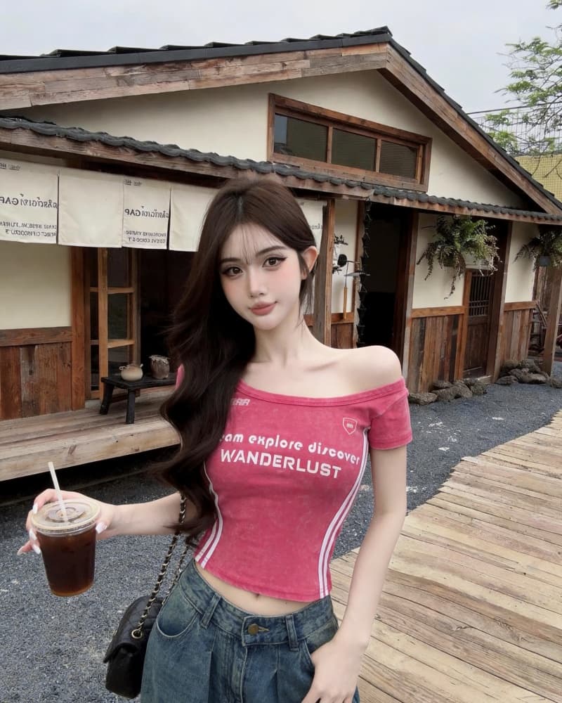 실사 정가 새로운 긍정적 인 어깨 대 u 칼라 알파벳 프린트 워싱 순면 반팔 티셔츠 여성 상세 이미지 10