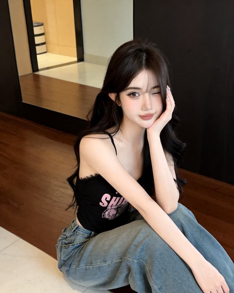 실사 새로운 아메리칸 핫걸 레이스 조각 알파벳 프린트 캐미솔 벨트 가슴 패드 상세 이미지 19