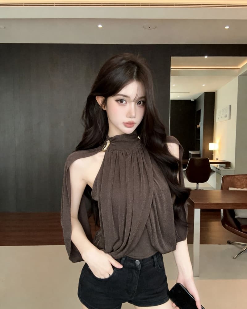 실사 새로운 명문 여성 금속 버클 망토 도루 센스 느슨함 좋은 플래시 조끼 맨위 여성 이미지 2