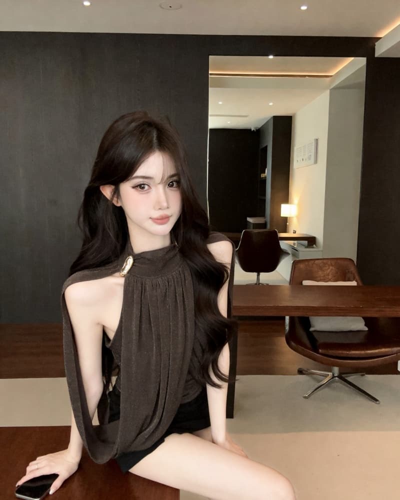 실사 새로운 명문 여성 금속 버클 망토 도루 센스 느슨함 좋은 플래시 조끼 맨위 여성 상세 이미지 1