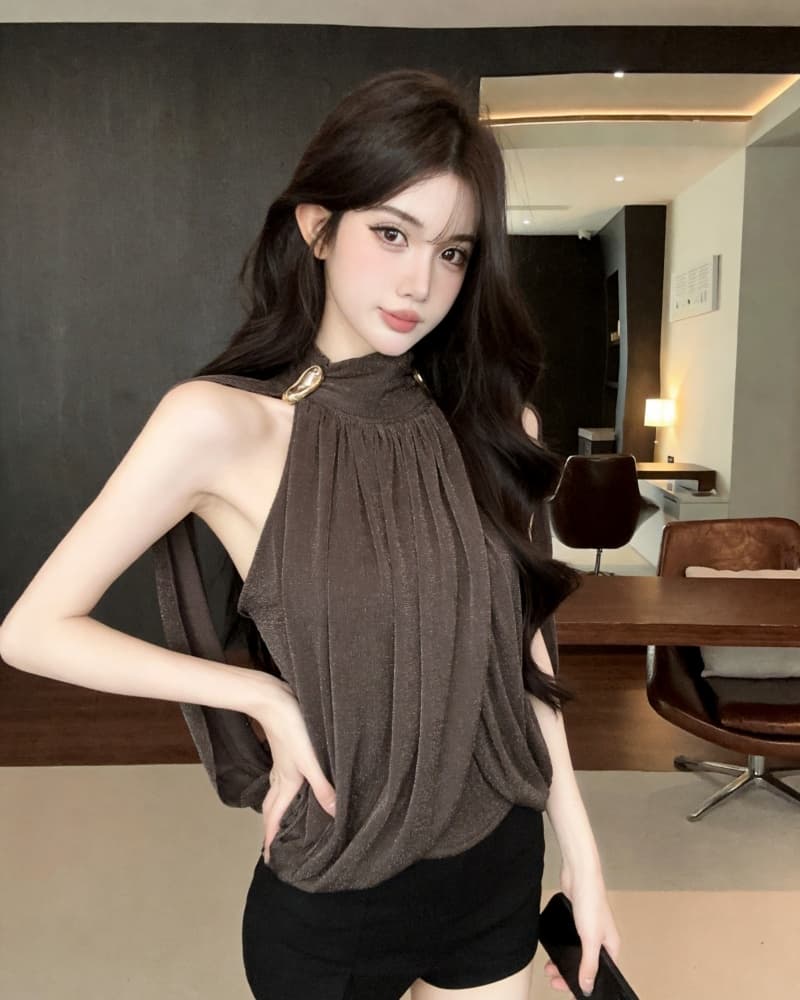 실사 새로운 명문 여성 금속 버클 망토 도루 센스 느슨함 좋은 플래시 조끼 맨위 여성 상세 이미지 6