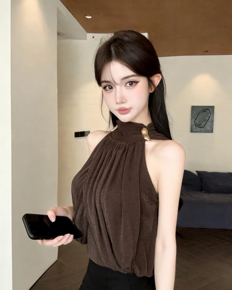 실사 새로운 명문 여성 금속 버클 망토 도루 센스 느슨함 좋은 플래시 조끼 맨위 여성 이미지 3