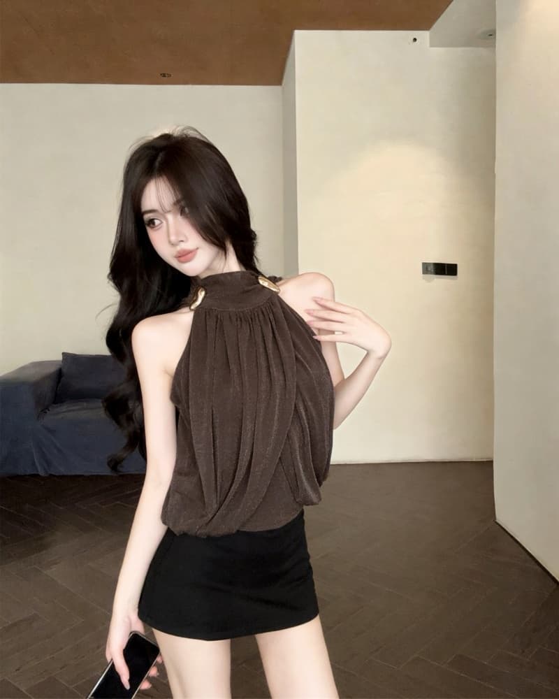 실사 새로운 명문 여성 금속 버클 망토 도루 센스 느슨함 좋은 플래시 조끼 맨위 여성 상세 이미지 3