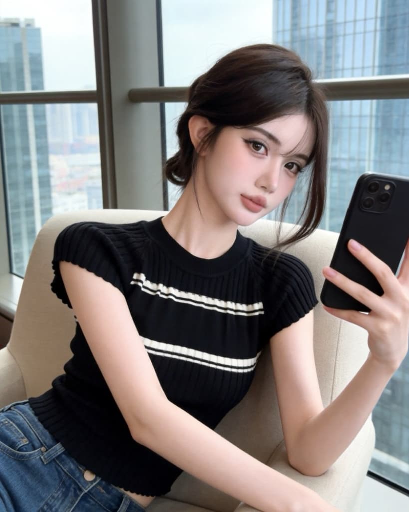 실사 새로운 한 부서 배색 수직 구덩이 기사 타이트 니트 반팔 맨위 여성 상세 이미지 21