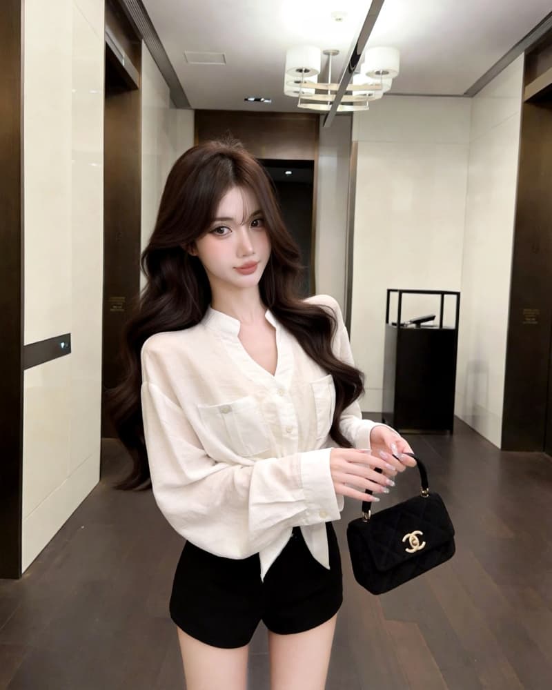 실사 새로운 오래된 돈 바람 톰 글 래 원인 블루 면 린넨 긴팔 자외선 차단 여성 셔츠 상세 이미지 14