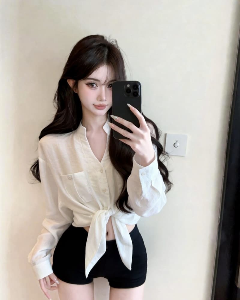 실사 새로운 오래된 돈 바람 톰 글 래 원인 블루 면 린넨 긴팔 자외선 차단 여성 셔츠 상세 이미지 15