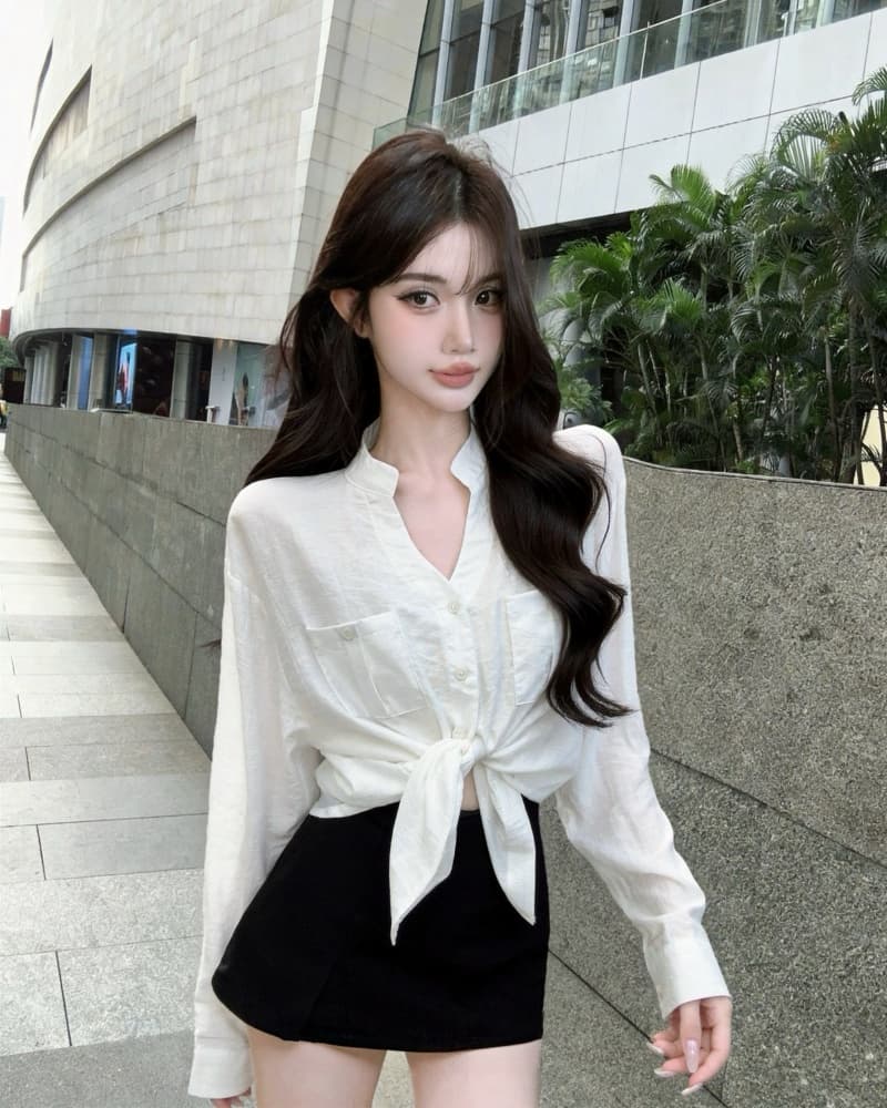 실사 새로운 오래된 돈 바람 톰 글 래 원인 블루 면 린넨 긴팔 자외선 차단 여성 셔츠 상세 이미지 17